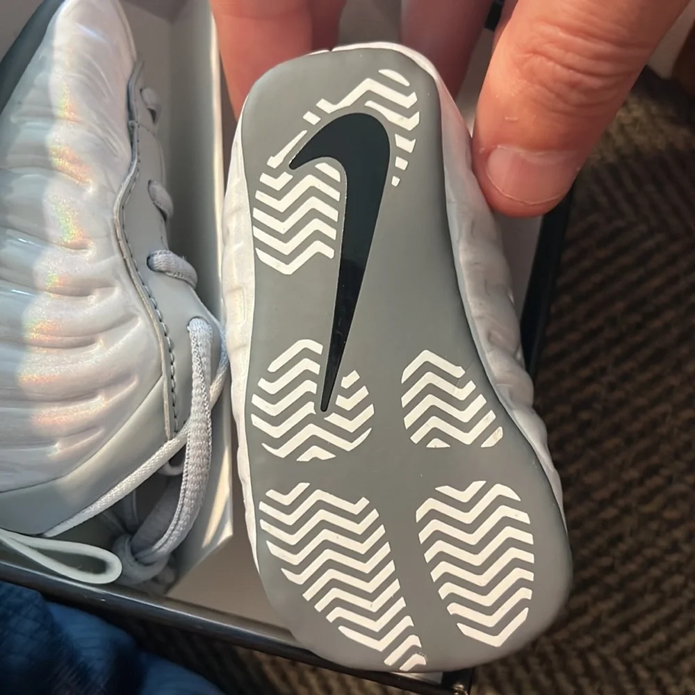 Nike Baby Foamposite Iridescent Silver/Gray High-Top Sneakers